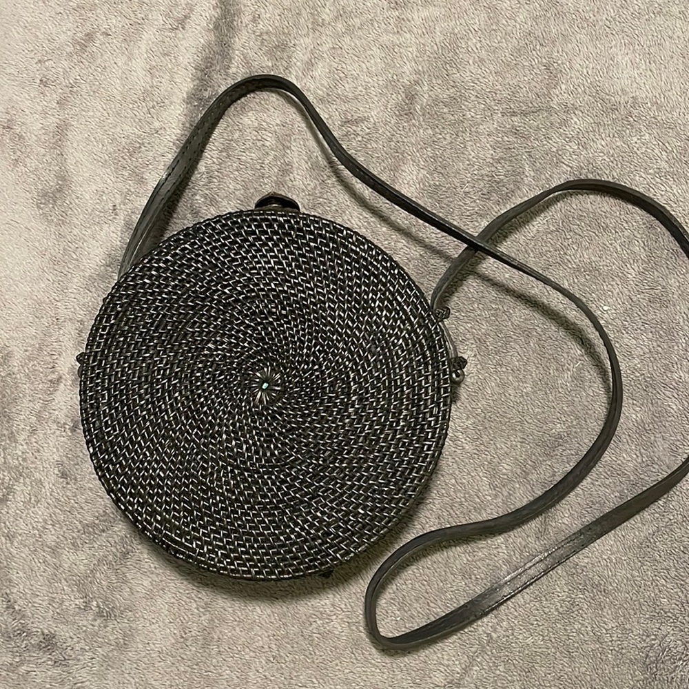 Wicker black crossbody purse